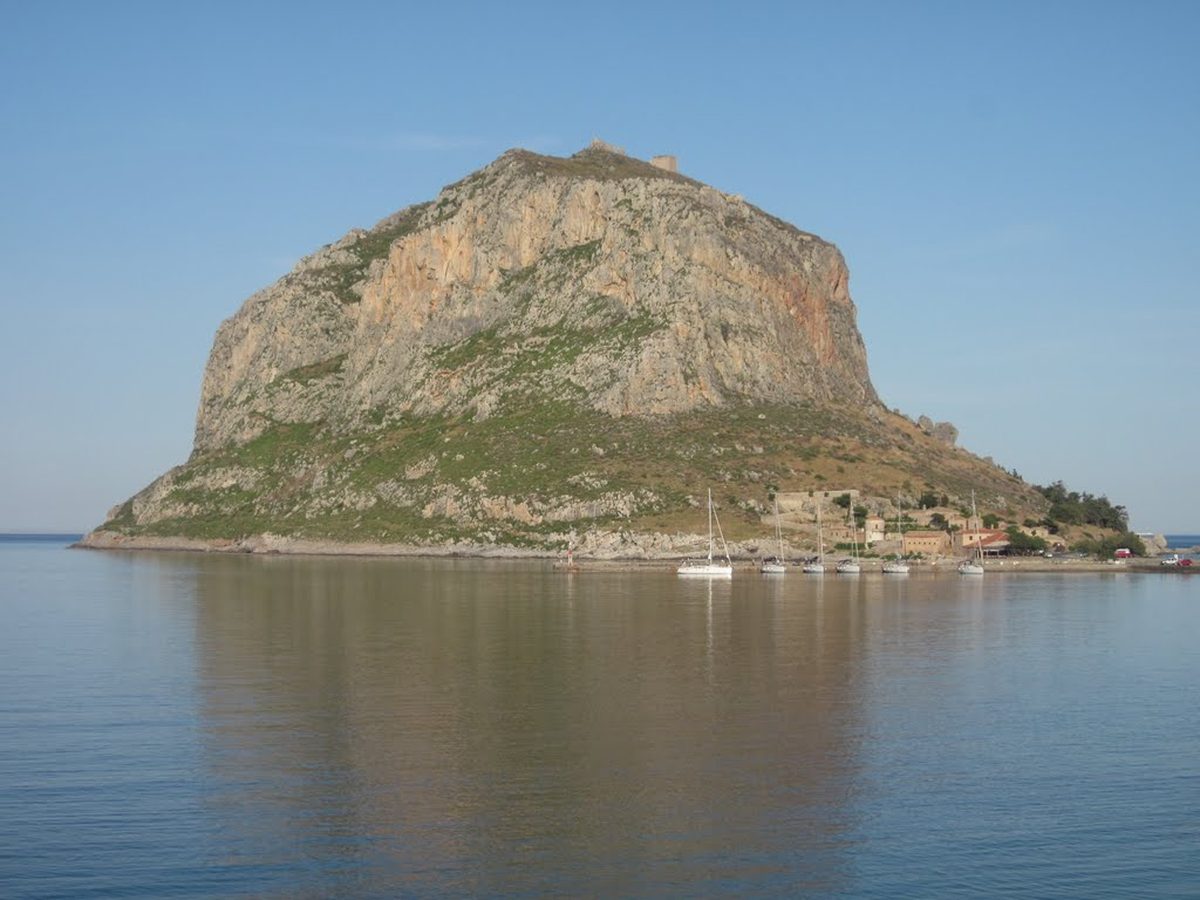 Stone town of Monemvasia on the Peloponnese coast in Greece